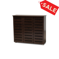 Baxton Studio SC863533-Wenge Adalwin 3-Door Wooden Entryway Shoes Storage Cabinet in Dark Brown